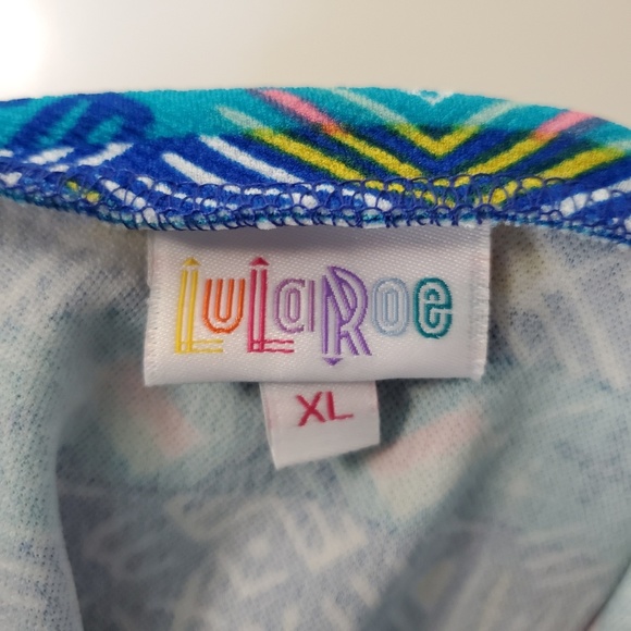 LuLaRoe Womens Blue Yellow Cassie Skirt XL - Picture 4 of 4